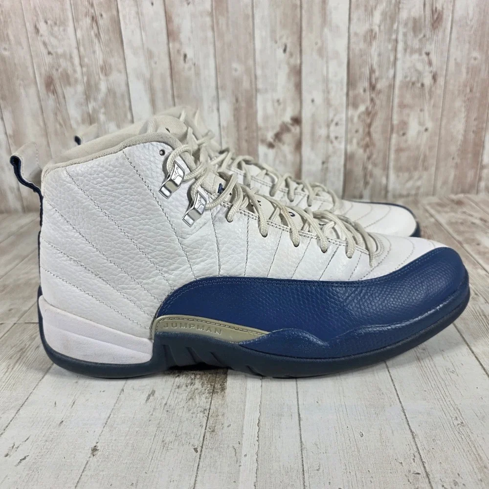 Jordan 12 Retro French Blue Mens White Blue Basketball Shoes 130690-113 Size 11